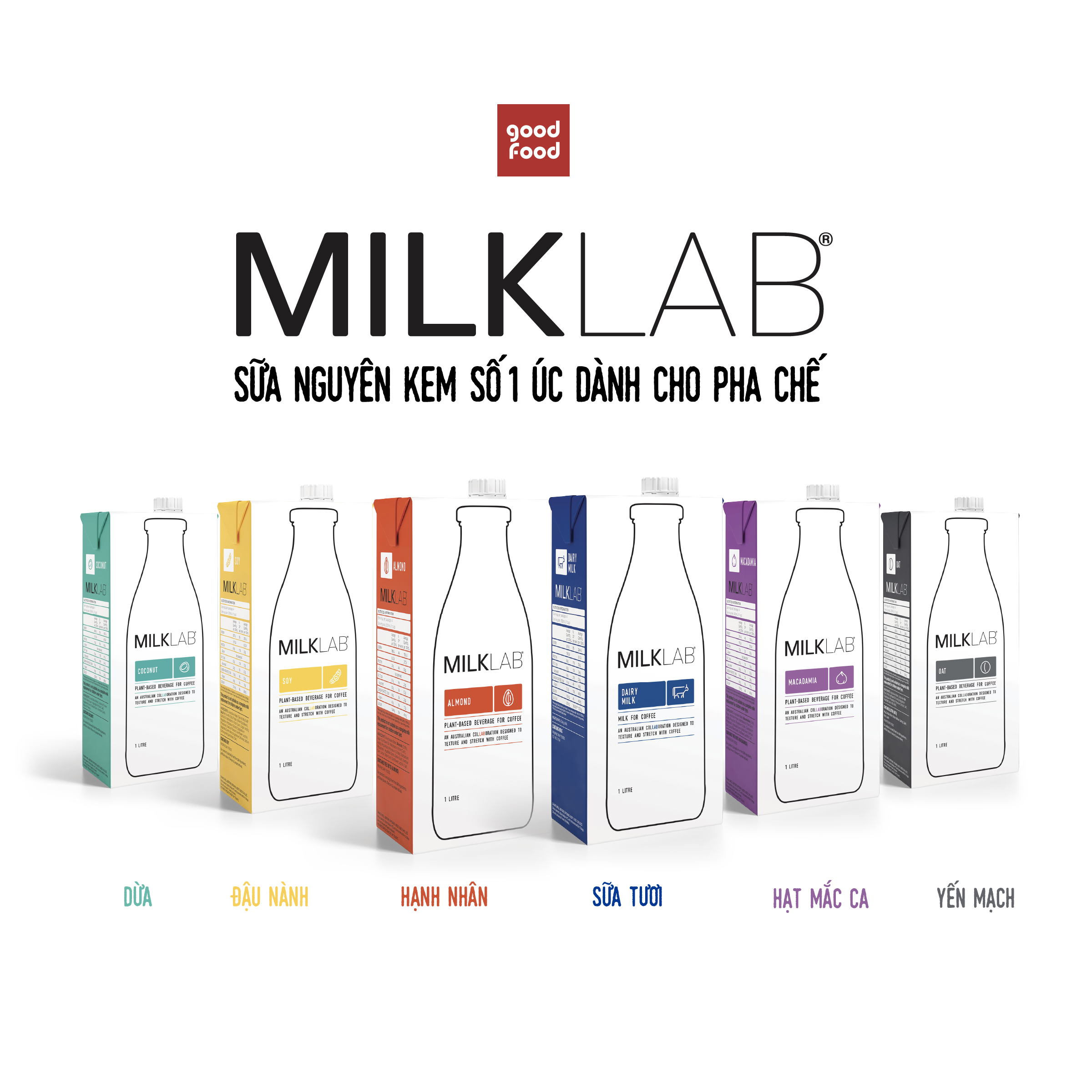 Sữa dừa cao cấp ít đường MilkLab  hộp 1 lít