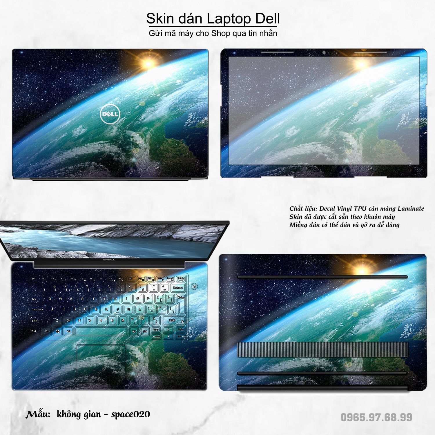 Decal Skin dán Laptop Dell mẫu không gian (inbox mã máy cho shop)