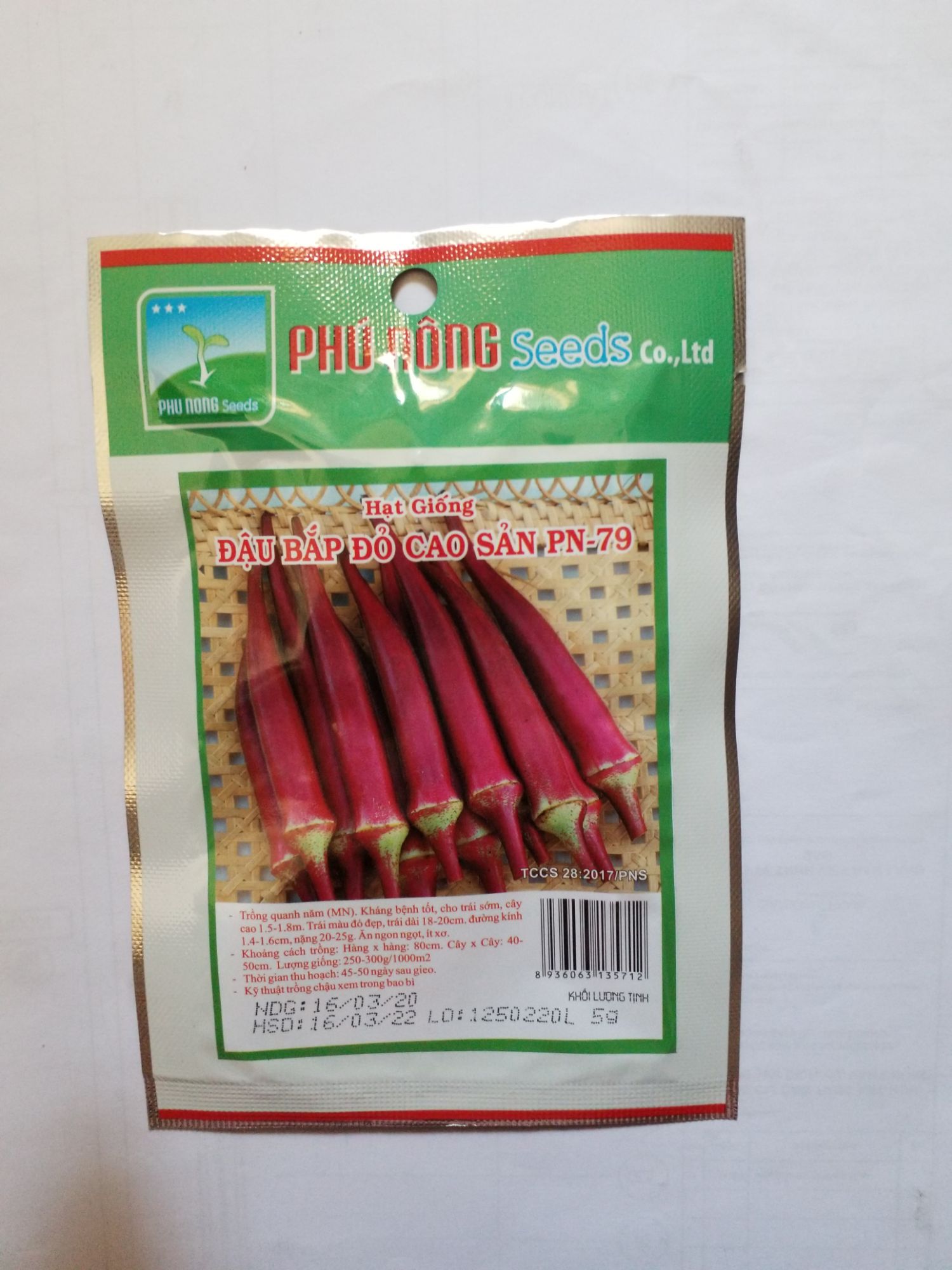 [HCM]Đậu bắp đỏ Cao sản Phú Nông - 5gr