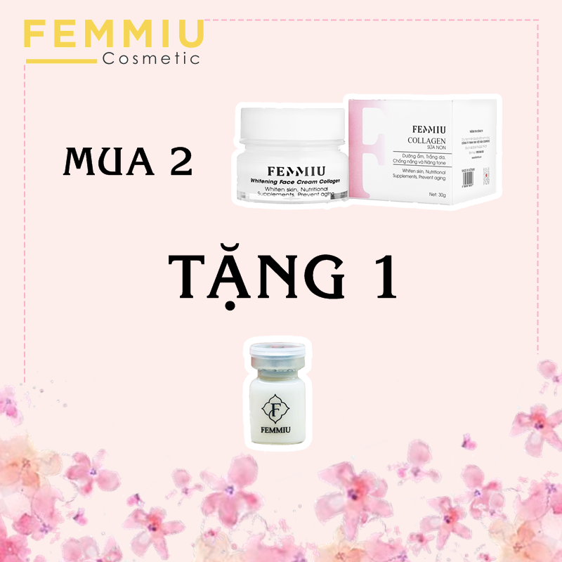 COMBO 2 Hộp Kem Collagen Sữa Non Femmiu 30g TẶNG 1 Lọ Serum Thân Nám Cao Cấp Hàn Quốc 5ml