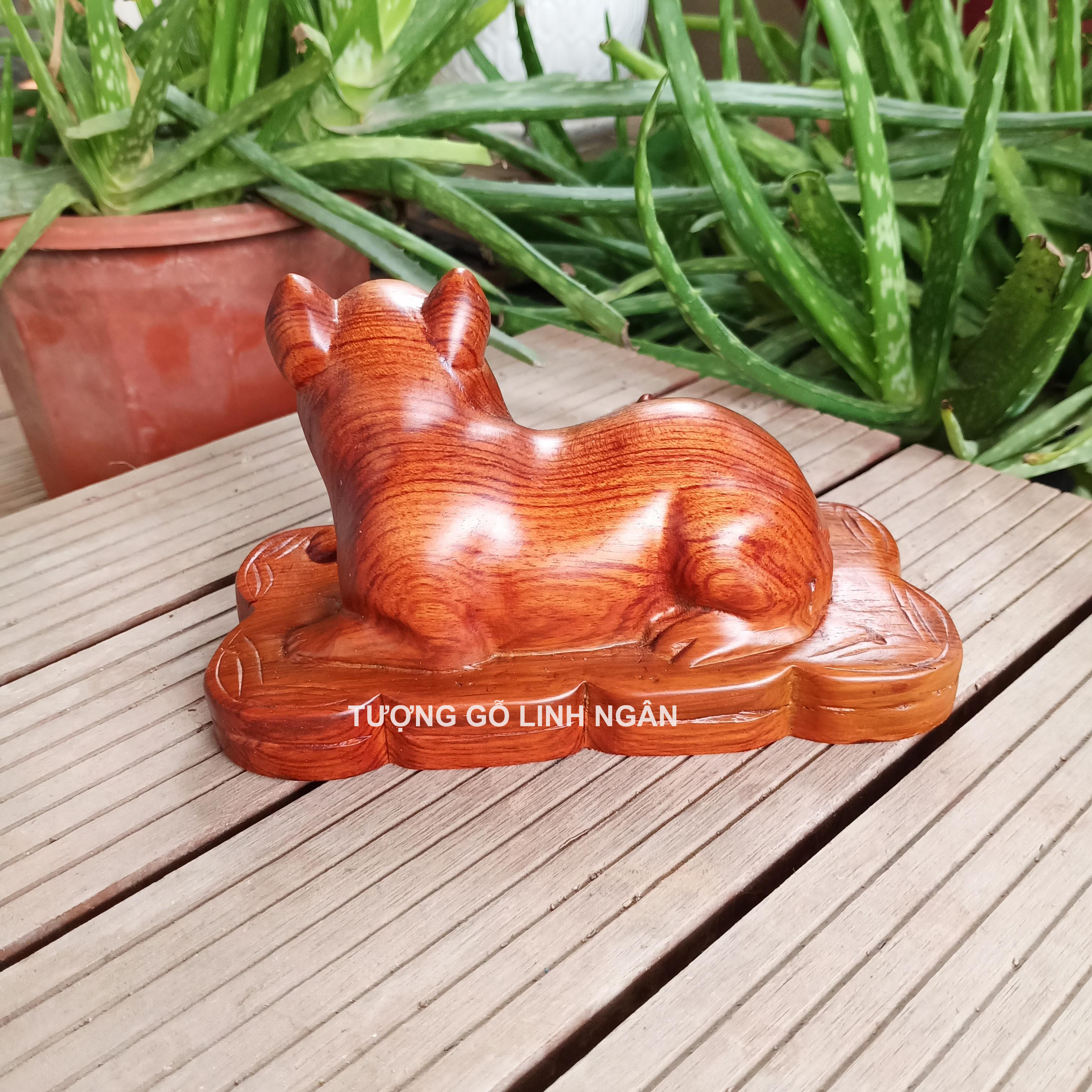 Tượng Mèo gỗ hương (Cao 8, ngang 15, sâu 6 cm)