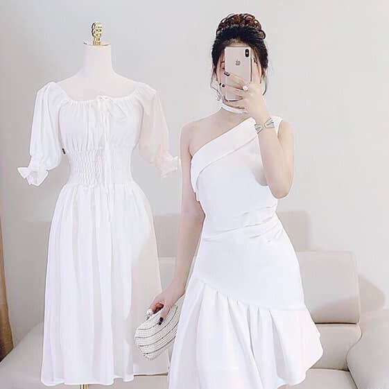 Đầm Nữ ( Váy Nữ ) Dự Tiệc Lệch Vai Dáng Suông Thời Trang Bambo