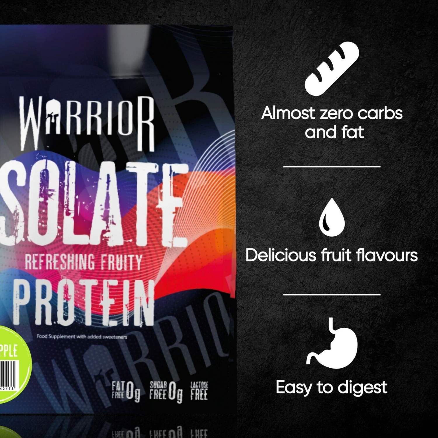 WARRIOR ISOLATE WHEY PROTEIN - Fruit Flavored, 0 Carb, 0 Sugar, Ultimate Deliciousness - 500g"