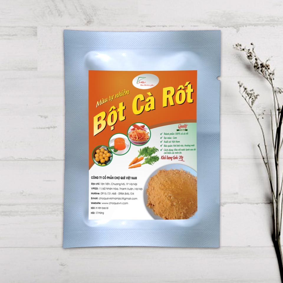 Bột Cà Rốt Nguyên Chất 20g Chợ Quê