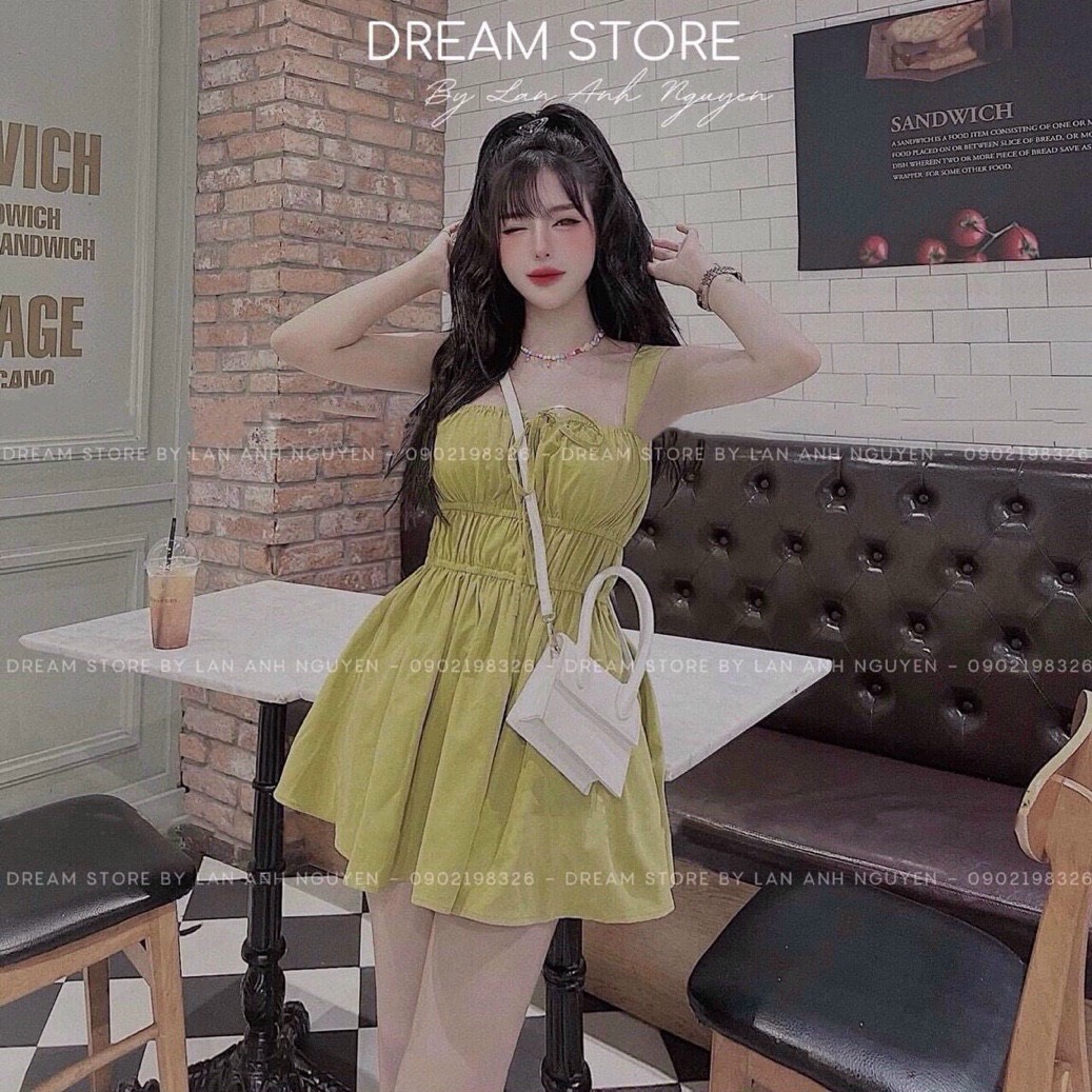 [FREESHIP MAX + HOÀN TIỀN MAX 15%] Đầm Xòe 2 Dây Chun Eo Dễ Thương