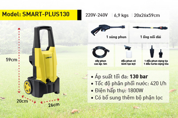Máy phun áp lực nước Lavor SMART-PLUS130 (Thương hiệu Italia)