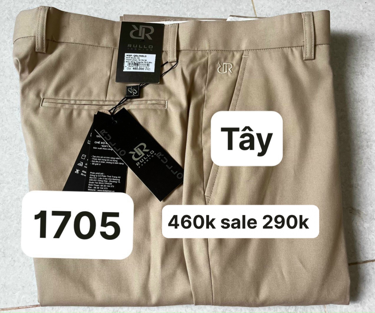 Rullo Quần Tây nam form công sở  giá mác 460k sale 280k