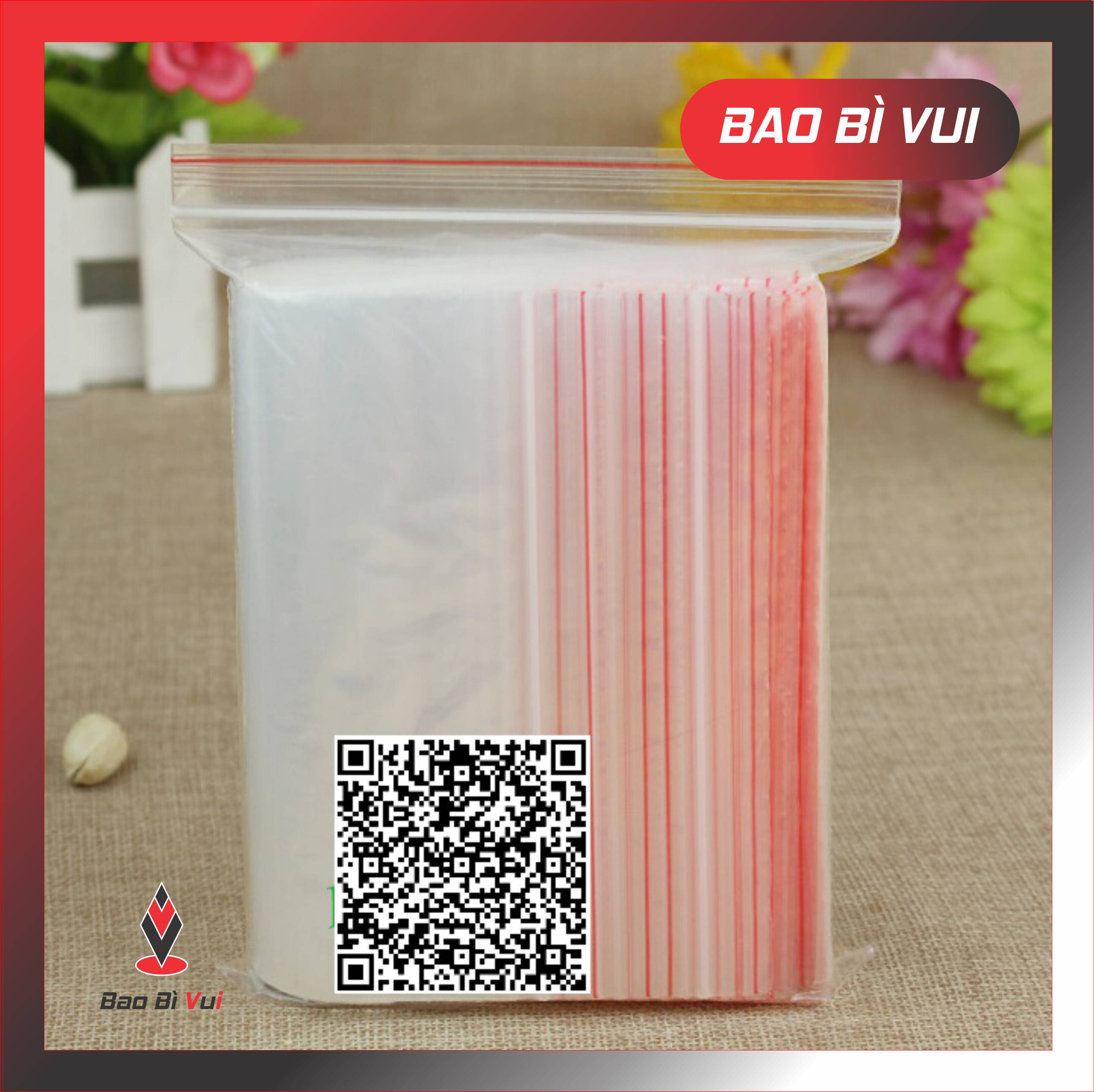 [100G] Túi Zipper Pe ( Zipper Viền Đỏ)