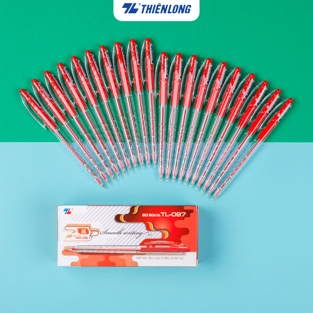 Combo 5 - 10 - 20 Thien long ballpoint pen tl-097 PCs 0.5mm blue red black ink Crystal writing slim dynamic youth design