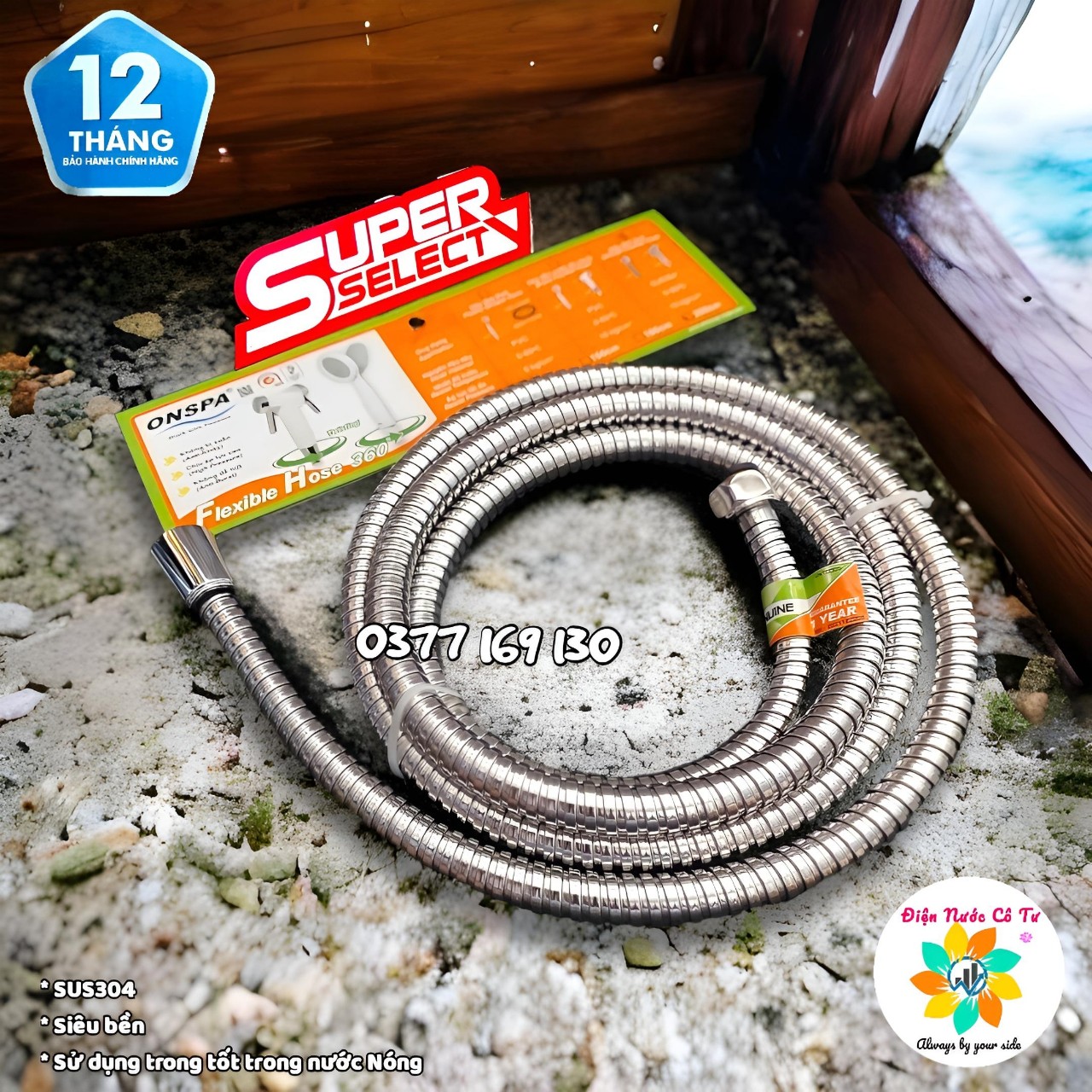 Dây vòi sen vòi xịt Inox cao cấp 1.5m và 2m chính hãng ONSPA