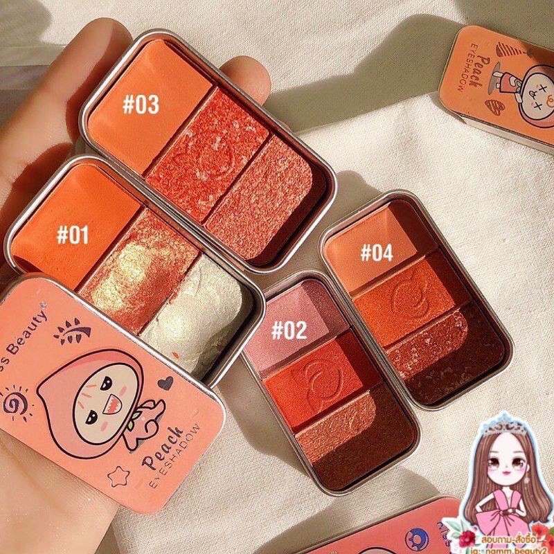 Hộp 3 ô phấn mắt mix nhũ kiss beauty chính hãng