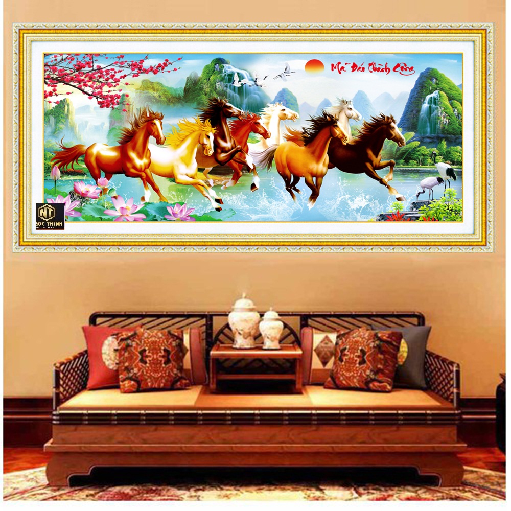 Tranh đính đá Mã Đáo Thành Công kích thước 110x48 cm