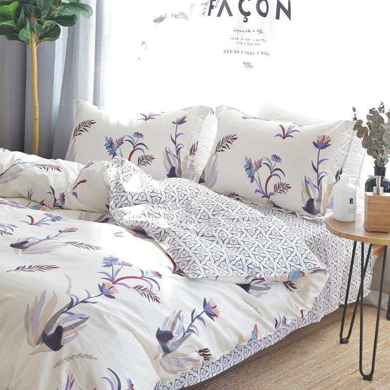 2018 Chiếc 100% Cotton Trên Giường Bộ Bốn Chiếc Bắc Âu Tươi Dòng 100% Cotton Vỏ Chăn Ga Trải Giường