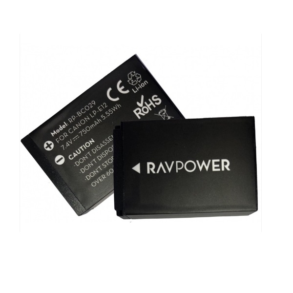 Bộ pin sạc ravpower lp-e12 cho canon eos m10, eos m6, eos m50, eos m100, eos m200, eos 100d, eos 200d, eos 250d