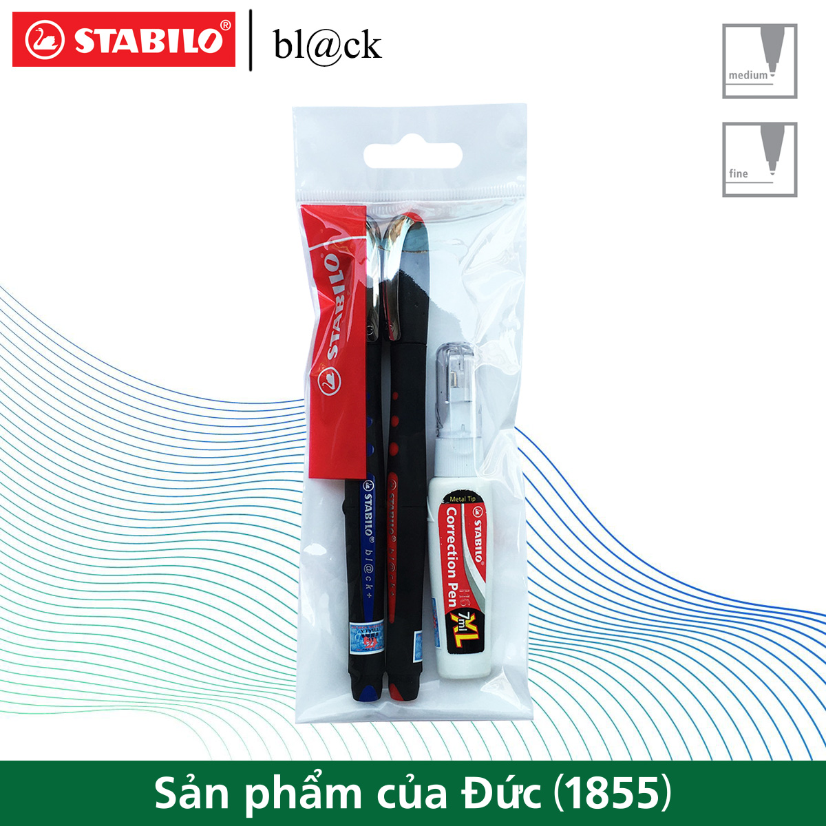 Bộ 2 bút ký STABILO bl@ck M nét 1.0mm BLKM