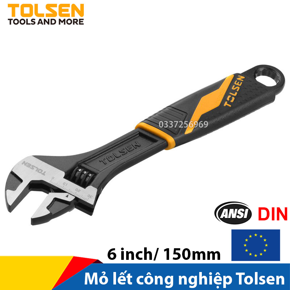 Mỏ lết thép đen cán bọc nhựa chống trơn trượt dùng trong công nghiệp 6 inch/150mm - Tiêu chuẩn xuất khẩu Châu Âu