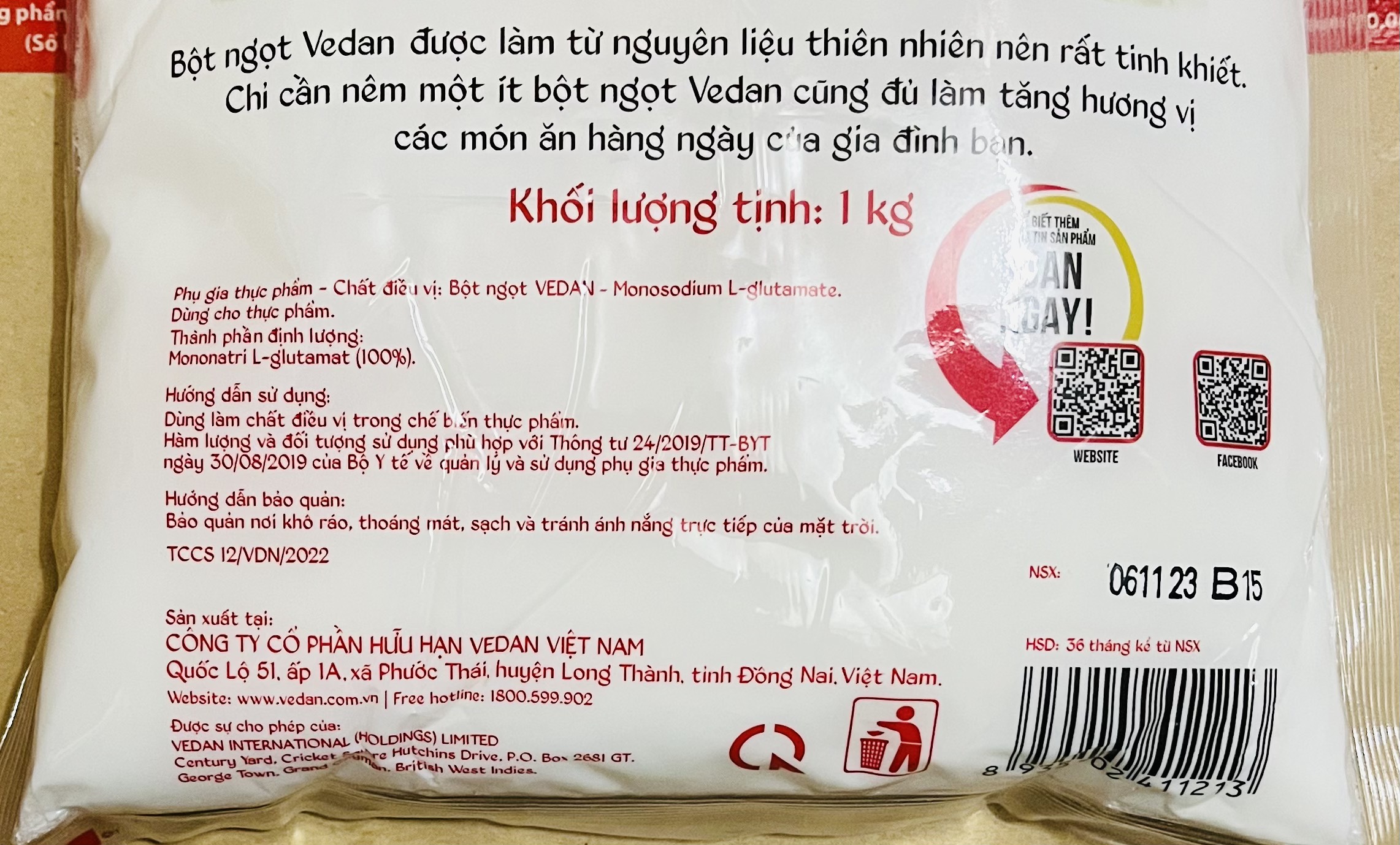 Bột ngọt (hạt lớn) Ajinomoto/(hạt nhỏ) Vedan gói (1kg)