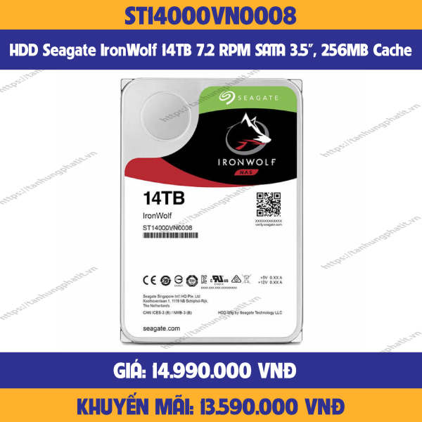 Ổ CỨNG HDD SEAGATE IRONWOLF 14TB ST14000VN0008