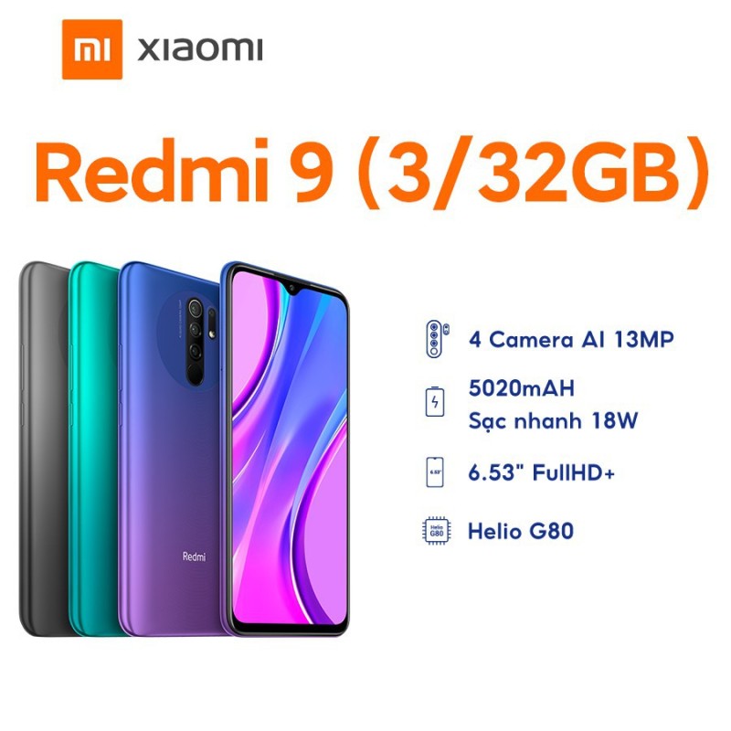 Điện Thoại Xiaomi Redmi 9 3GB/32GB - Hàng Chính Hãng