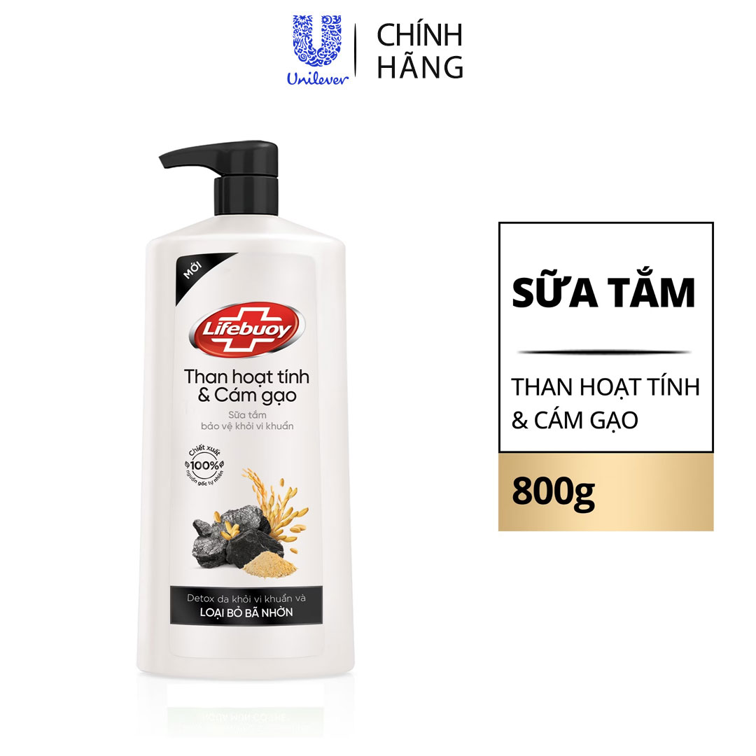 Sữa tắm Lifebuoy Than Hoạt Tính và Cám Gạo 800gr