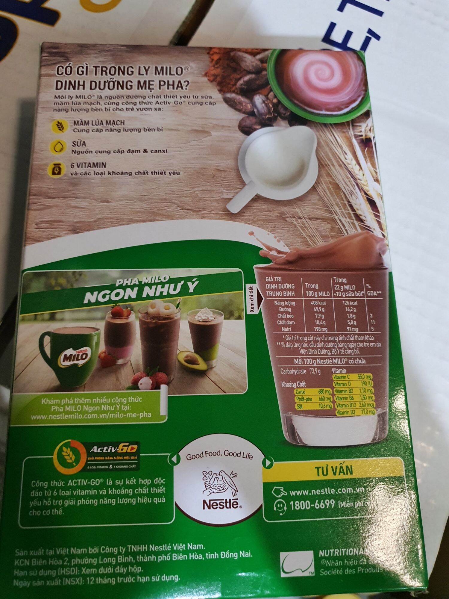 Milo hộp giấy 285g