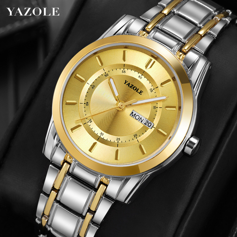Đồng hồ nam dây da yazole 332 (Đen)