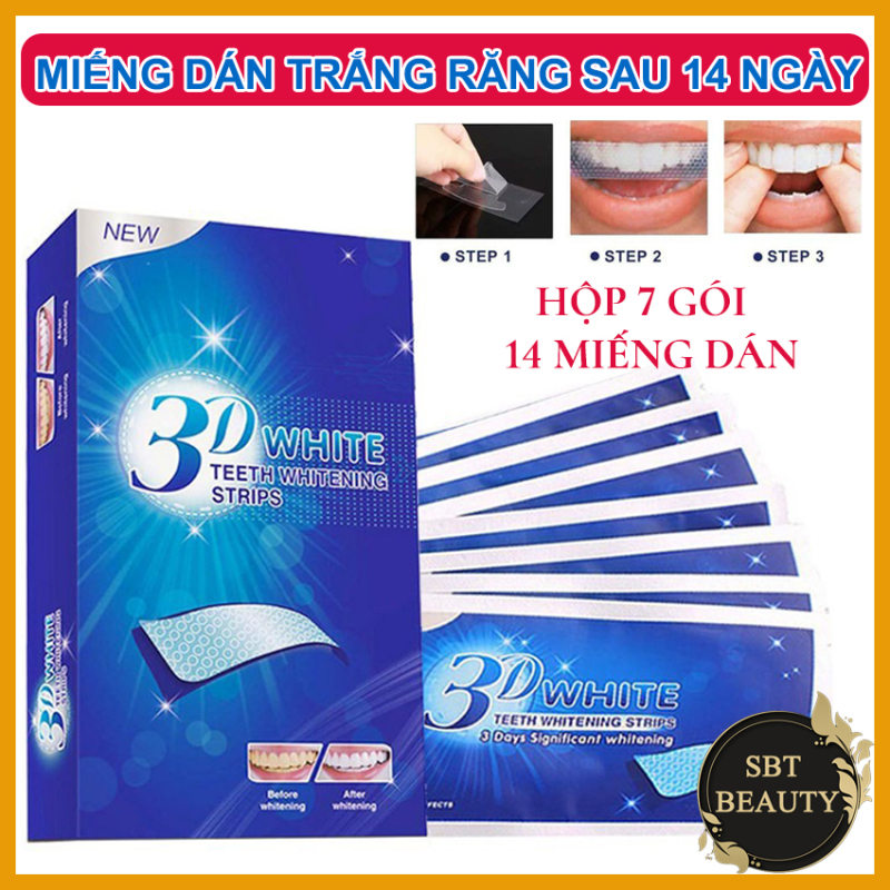 Hộp 7 Gói Gồm 14 Miếng Dán Trắng Răng 3D White Teeth Whitening Strips – Trắng Răng Sau 2 Tuần, Giải Quyết Vấn Đề Răng Ố Vàng Hiệu Quả nhập khẩu