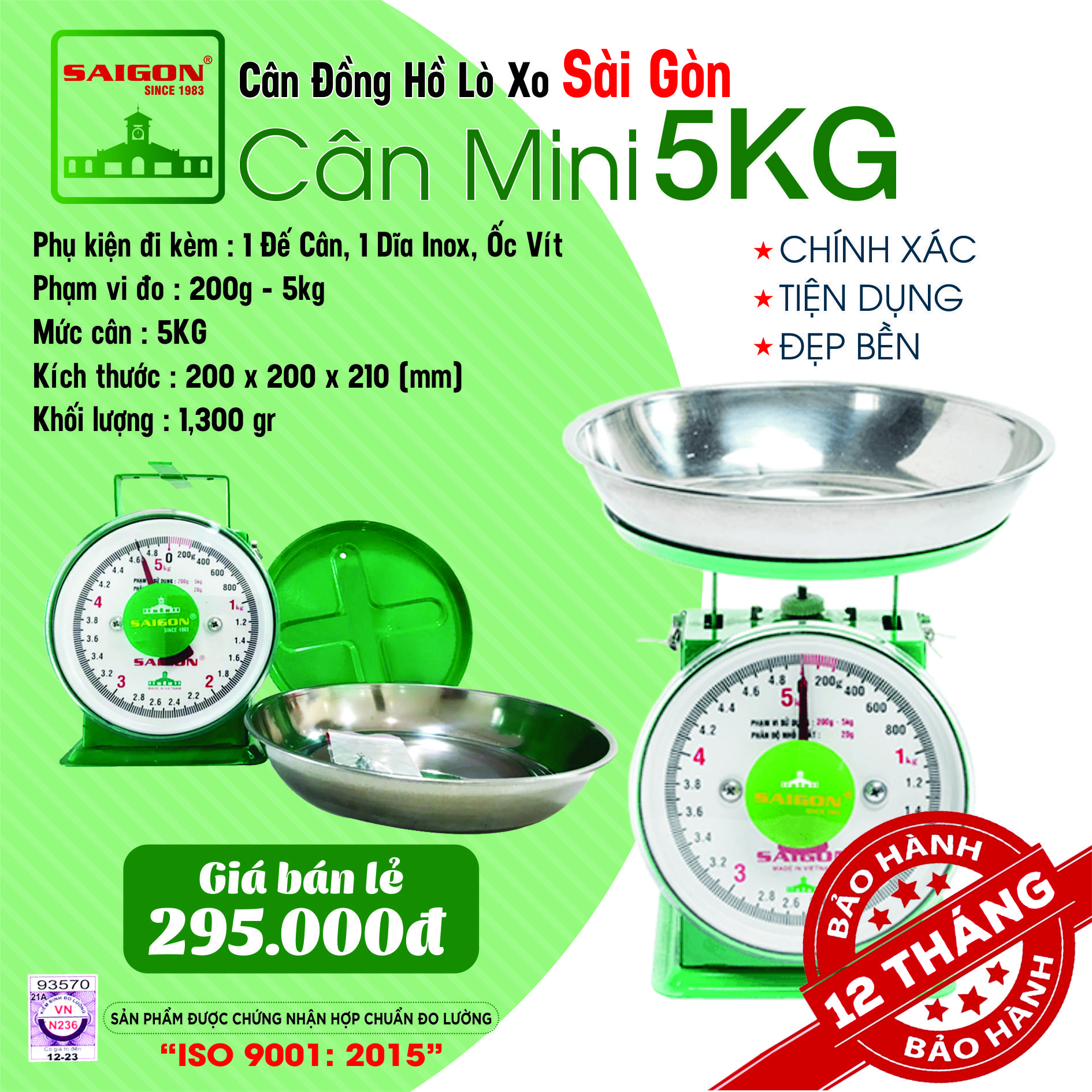 Cân 5 kg bảo hành 12 tháng