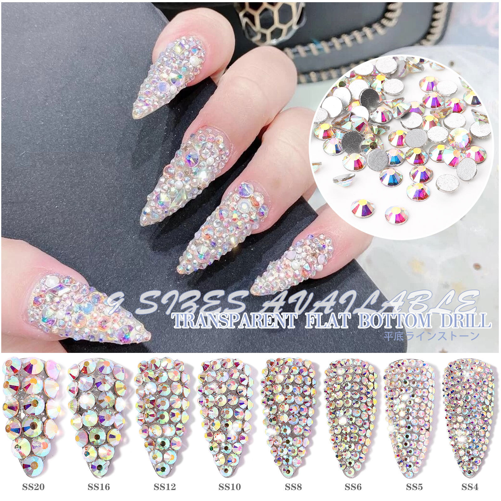 Đá chân keo gắn móng mix size - 1440 viên