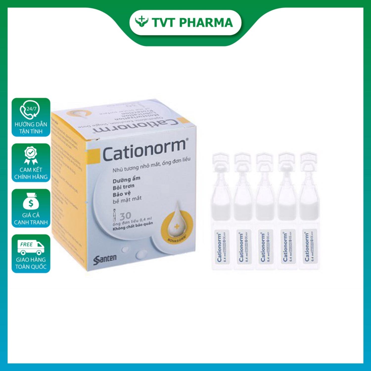 ✅Cationorm. Hộp 30 ống, mỗi ống 0.4ml date mới 2026