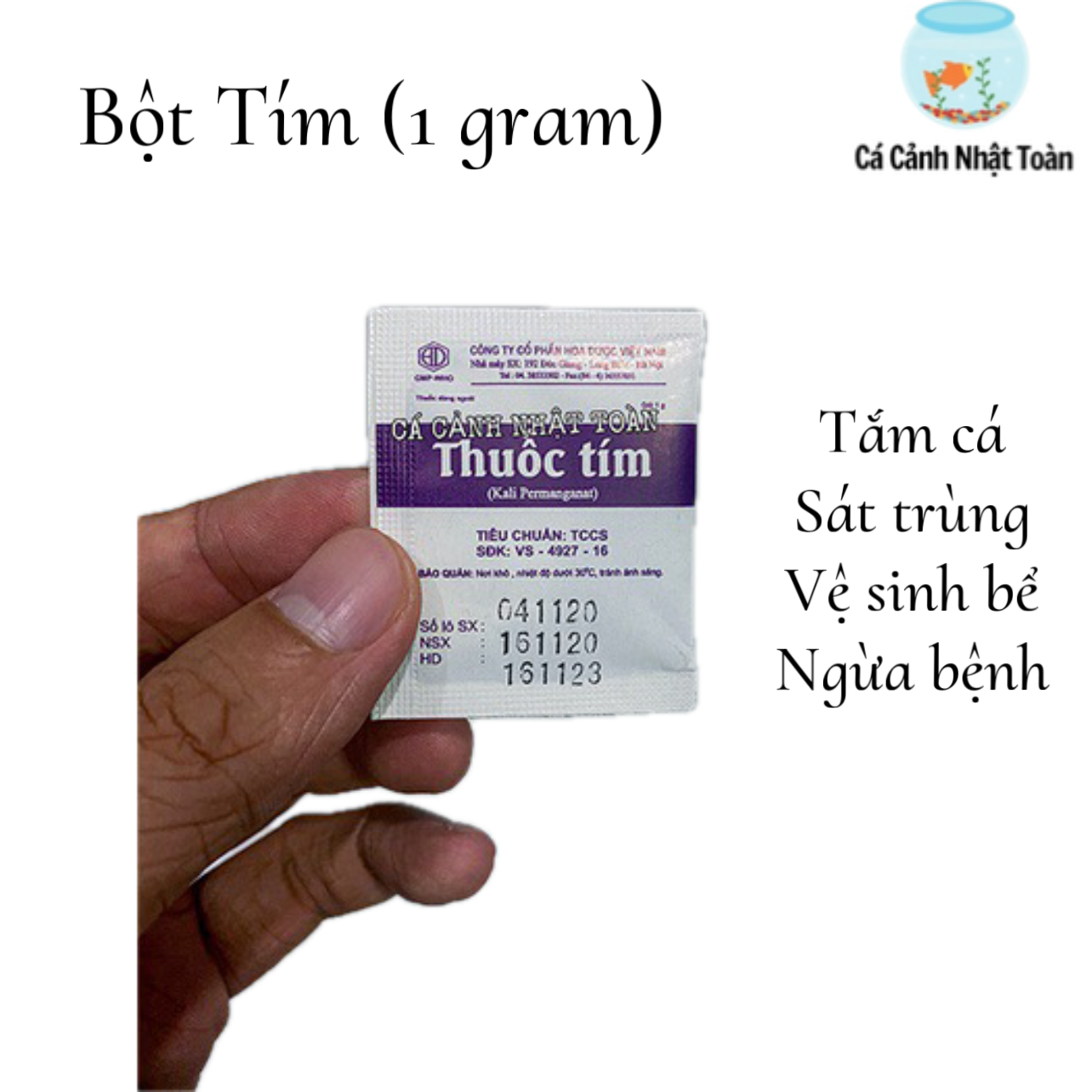 "Hoàn tiền đến 10%" BỘT TÍM SÁT TRÙNG, TẮM CÁ GÓI 1G