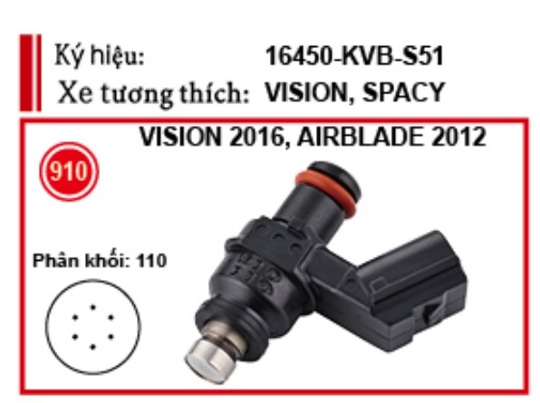 Kim phun xăng dòng xe vision 2016, vision chính hãng se