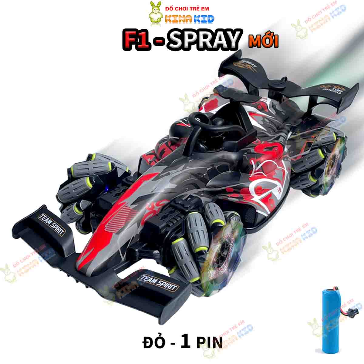 Xe Đua F1 Điều Khiển Từ Xa F1-Spray Mới, Xoay 360 Độ, Sáng Đèn, Phát Nhạc, Phun Sương Siêu Ngầu