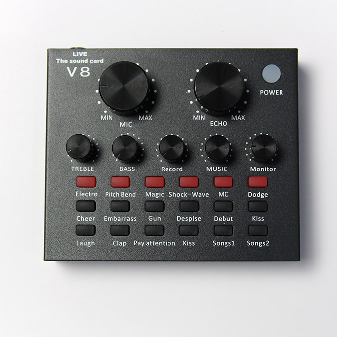Card livestream sound card v8 chuyên hát karaoke và thu âm có bluetooth âm thanh chuẩn