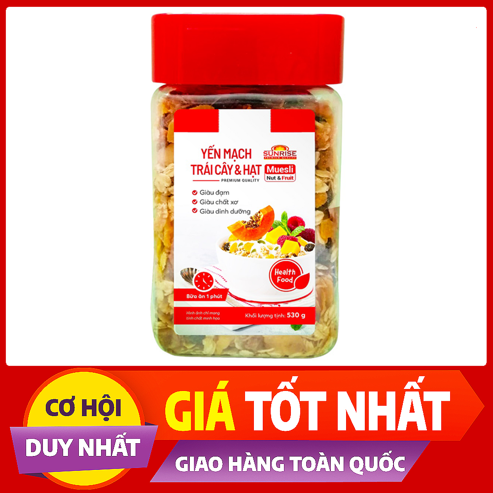 Ngũ cốc Muesli ăn kiêng giảm cân bổ sung hạt dinh dưỡng hũ 530g