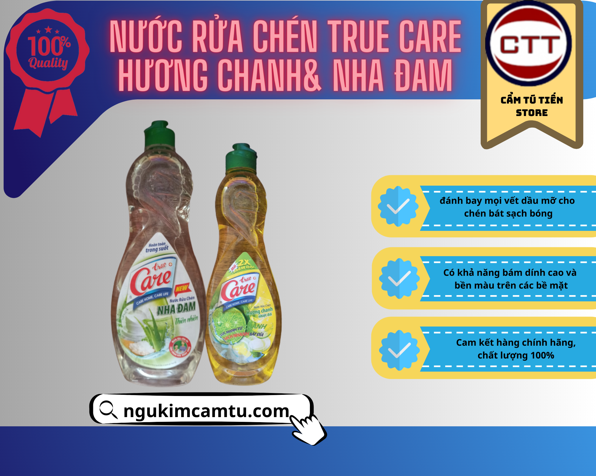 Nước rửa chén true care hương chanh & nha đam
