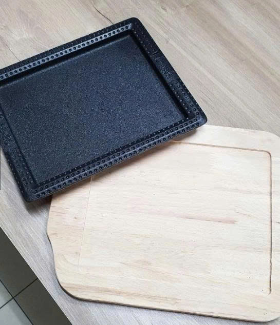 Chảo nướng rán vuông bằng gang chống dính Dragon 16x20cm