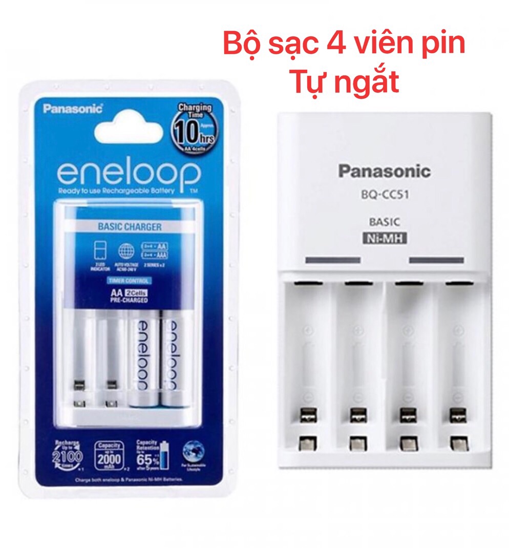Bộ sạc pin Panasonic Eneloop chính hãng sạc pin AA AAA