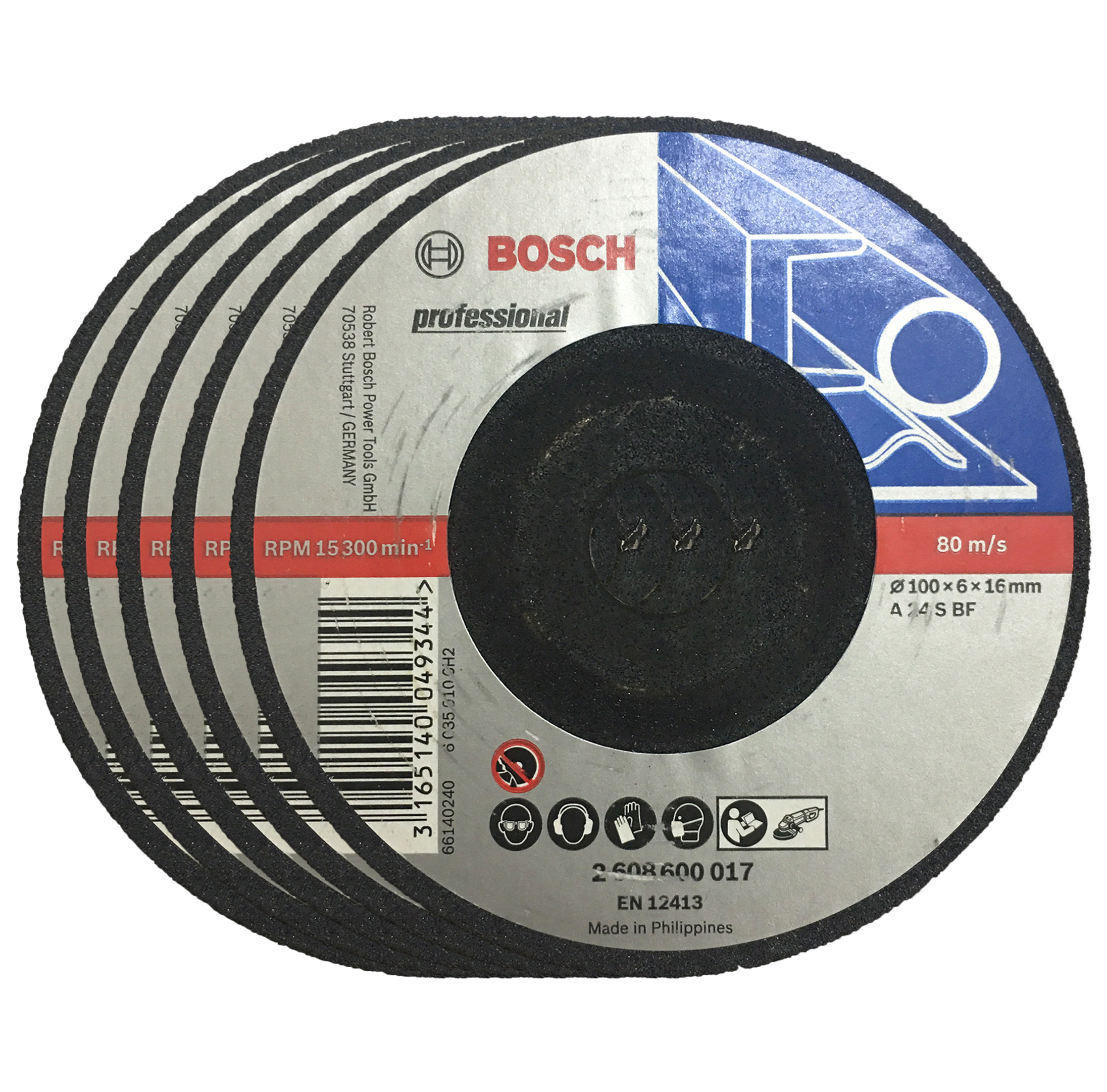 Bộ 5 lưỡi đá mài sắt Bosch 100x6x16mm