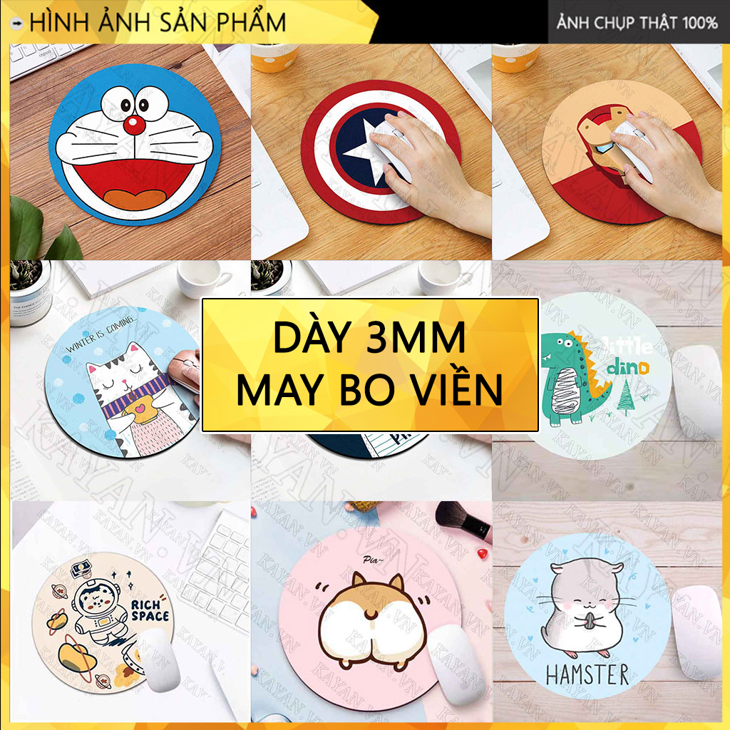 Miếng lót chuột, bàn di chuột văn phòng cỡ nhỏ 20x20cm dày 3mm có bo viền