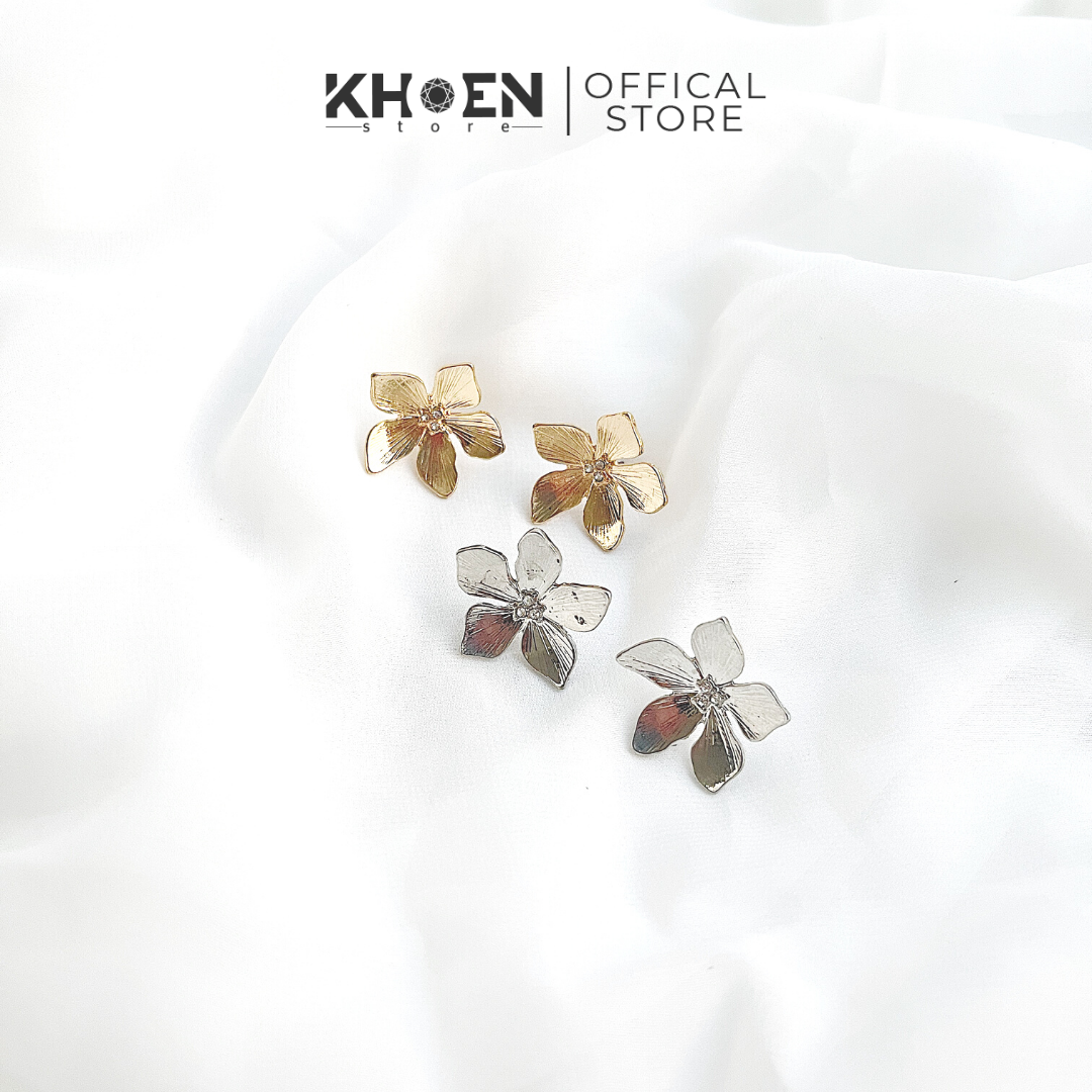 Bông tai nữ Hoa Vàng Bạc 2cm - Khoen store