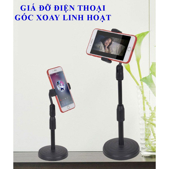 Giá Đỡ Điện Thoại Di Động Cao Cấp Xoay 360 Độ Có Điều Chỉnh Độ Cao Phù Hợp - Giá Đỡ Kẹp Điện Thoại Để Bàn Cho Phòng Học, Xem Phim.
