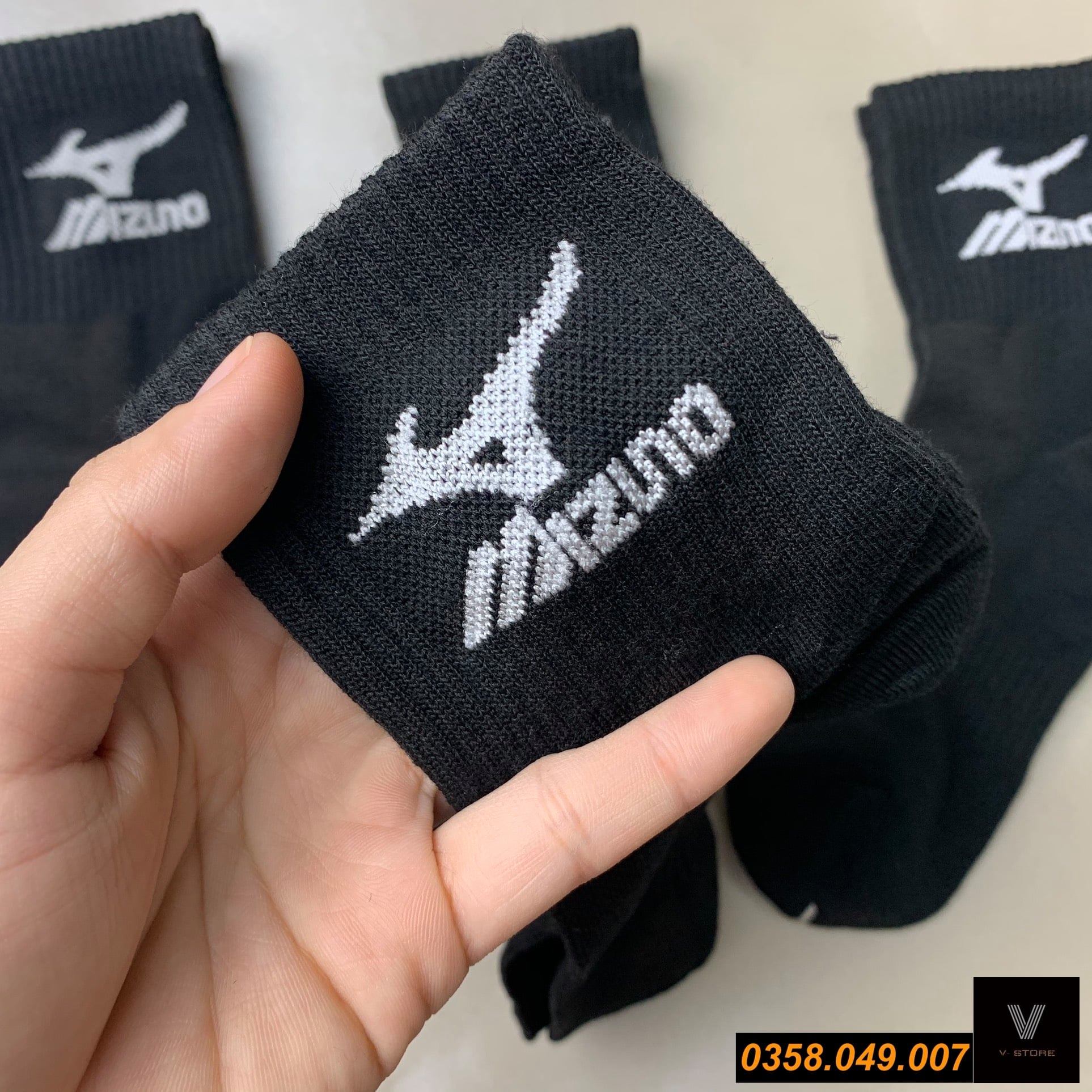 FreeShip Tất Cả Tất dệt kim Mizuno Đen Cổ Lửng