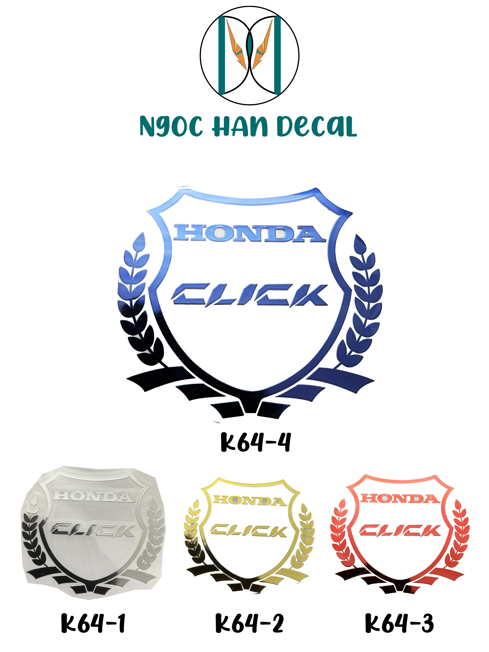 Tem kim loại 3d nổi logo xe click - k64