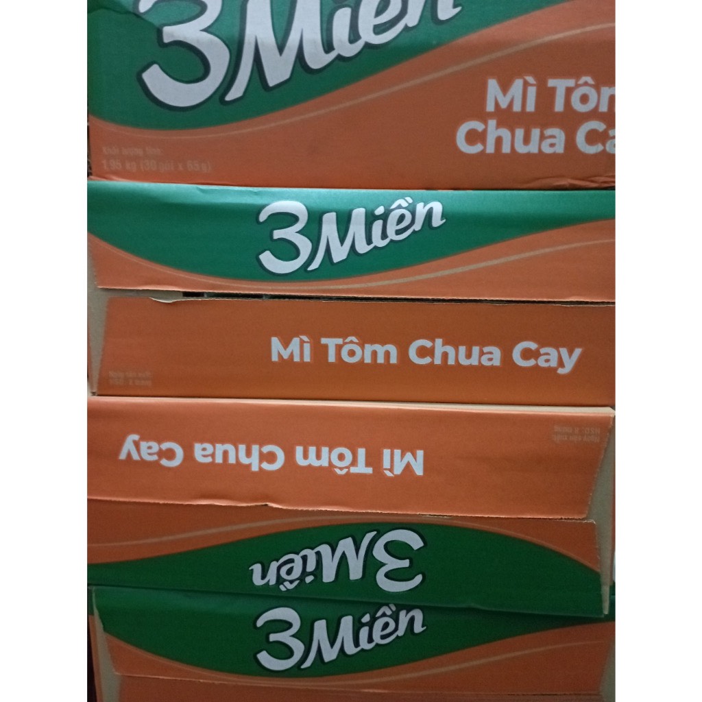 Thùng 30 gói mì 3 Miền tôm chua cay 65g (Date mới)