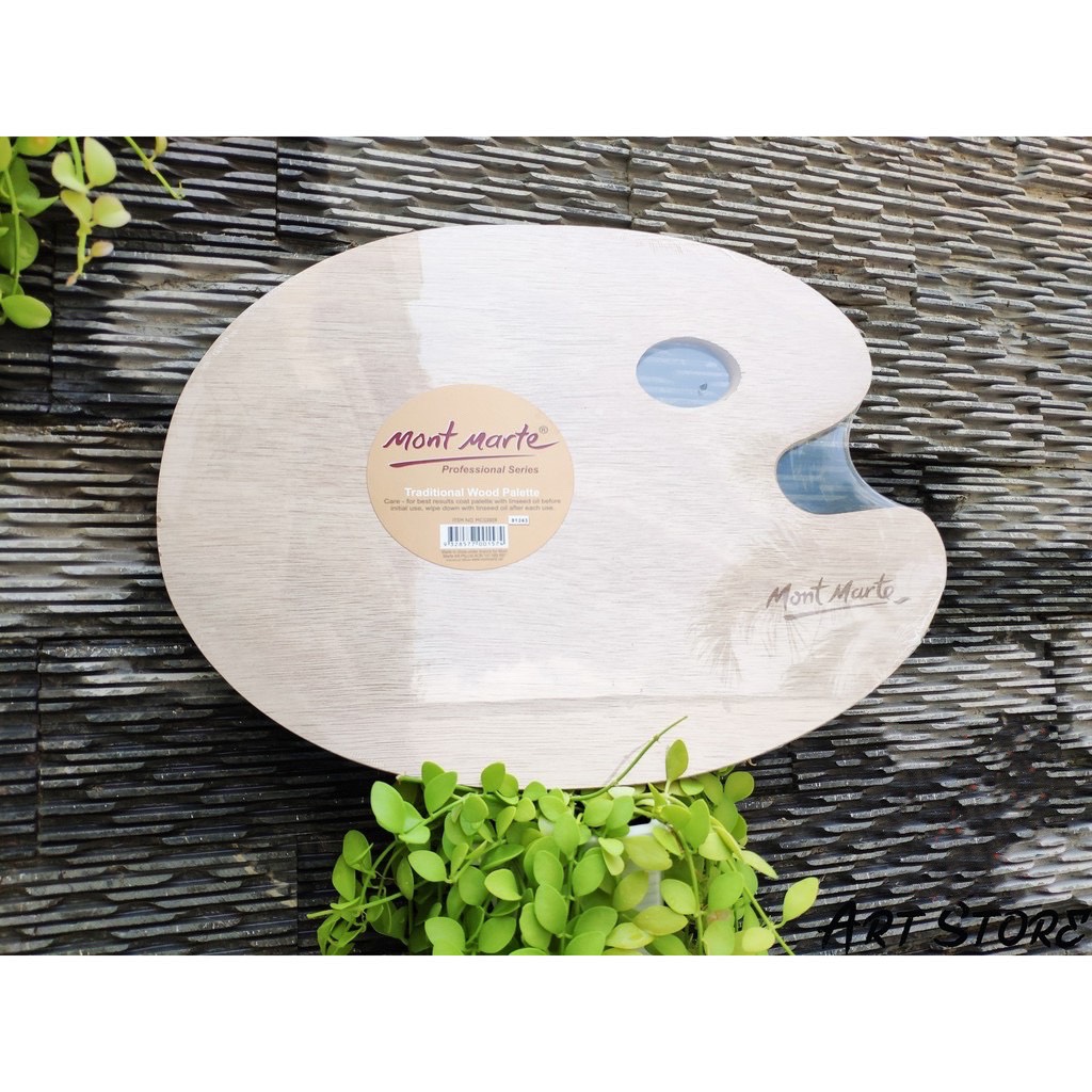 Khay Pha Màu Gỗ Palette Oval Gỗ Mont Marte (Oval Wood Palette 30x38cm)