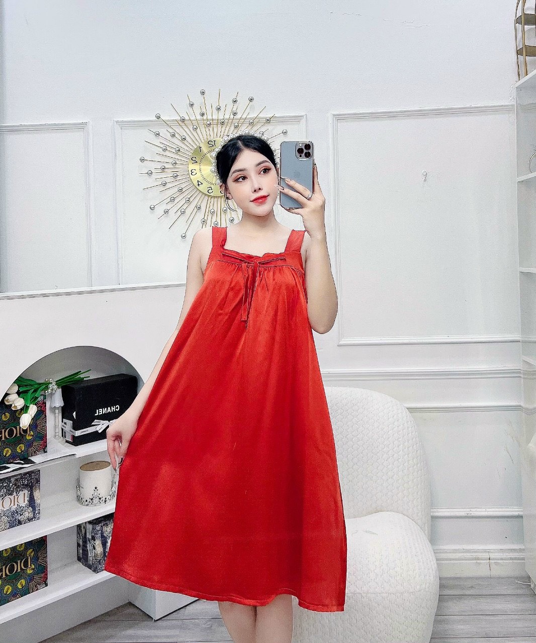 Đầm Lụa Satin Freesize Dưới 65kg