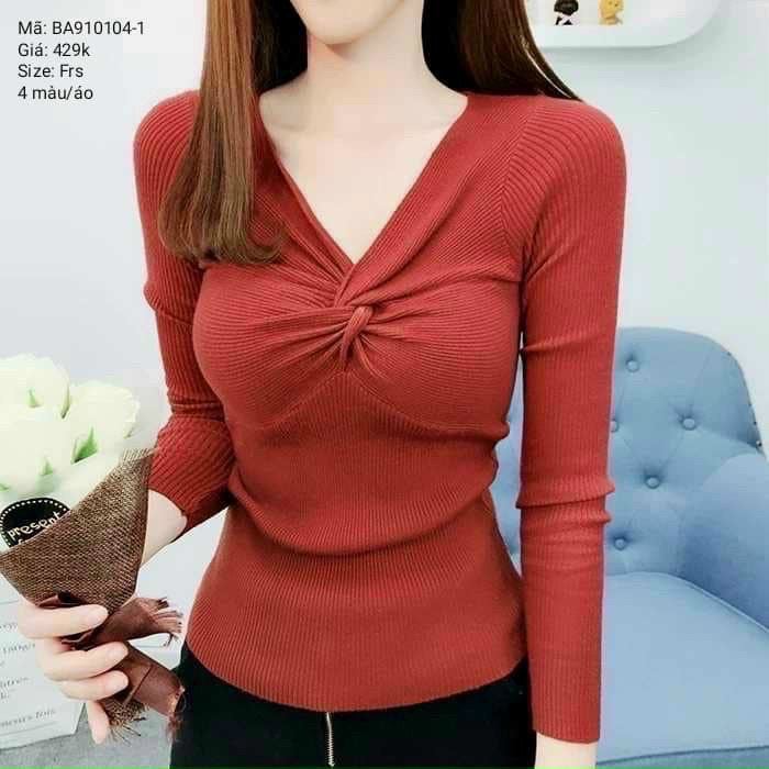 Áo xoắn ngực tay dài thun gân nữ tính TTSLA0318