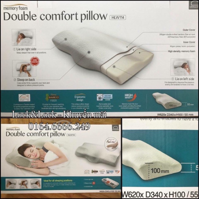 [HCM]GỐI MEMORY FOAM 50D LOCK&LOCK - HLW114