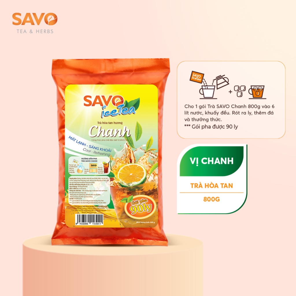 Trà Chanh Hòa Tan SAVO (Lemon Icetea) - Túi 800g